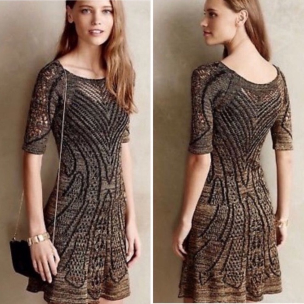 Cecilia Prado Open Knit Metallic Sweater Dress